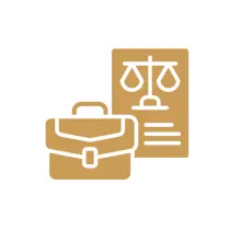 Briefcase and justice scale icon